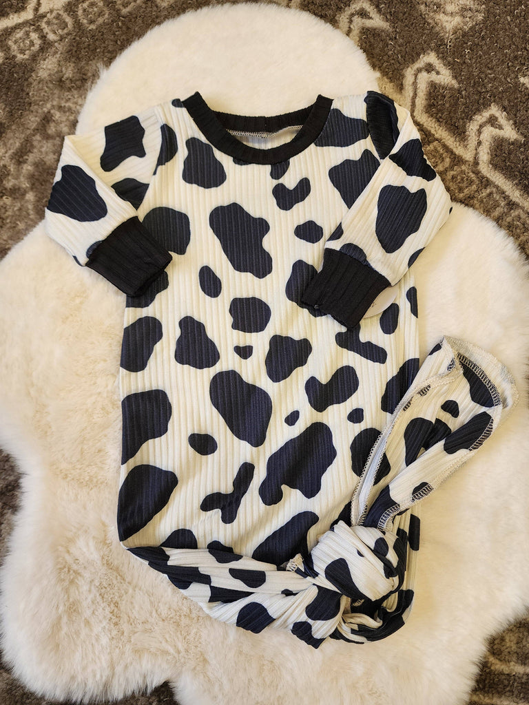 Cow Ribbed Knit Gown