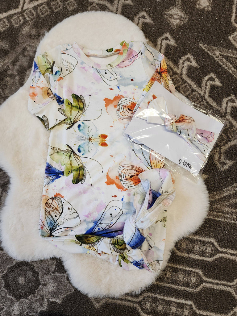 Watercolor Butterfly Gown & Bow