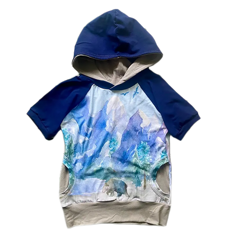 Blue Watercolor Handmade Knotted Baby Gown: Gown