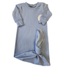 Blue Ribbed Knit Gown