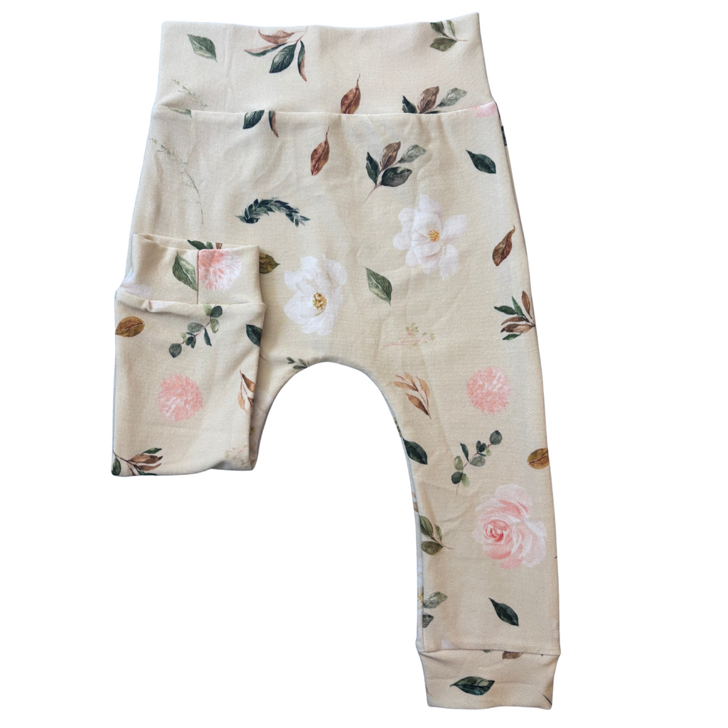Beige Floral Pants